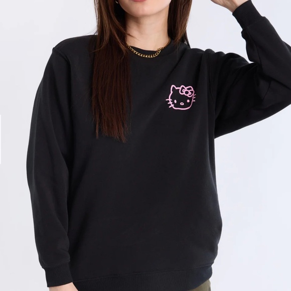 Sweaters - Hello Kitty Graphic Neon Puff Print Crew Neck Sweatshirt